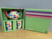 Whittard Of Chelsea Tea For Two Mosaic Hand Painted Teapot & 2 Mugs New in Box