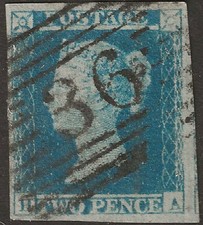 GB QV 1849 Two Penny Blue -