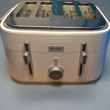 Breville Obliq Vtt973 4-Slice Toaster, Defrost & Reheat Function- White