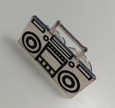 BOOM BOX STEREO RING COSTUME JEWELLERY ADJUSTABLE SIZE DUAL FINGER RETRO 1980'S 