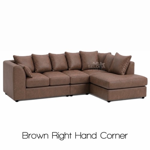 Black leather corner sofa - corner, l