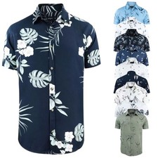 Mens Hawaiian Shirts Aloha Summer Casual Beach Holiday Viscose Floral New Top
