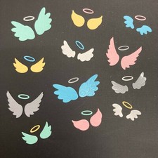 Small Angel Wings Halo Die Cut Shapes - Sets of 12 in Various Colours