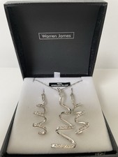Warren James Sterling Silver & Diamanté Twisted Spiral Earrings & Pendant BNIB