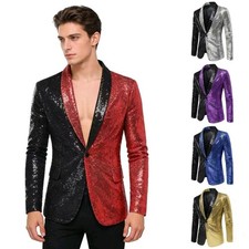 Men Shiny Sequin Suit