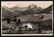 Log house, with size Paal and Pic di Timau, postcard 