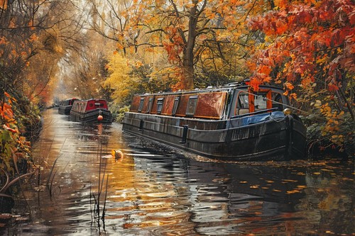 Canal narrow boat landscape - canal,