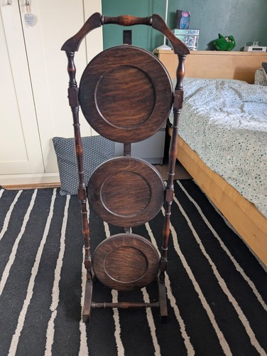 Edwardian wooden cake - wooden, stand