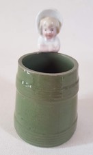 Antique Victorian Porcelain Baby & Basket German Match Toothpick Fairing Figure