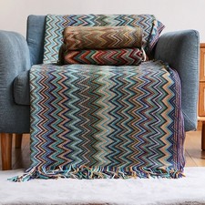 Wool Boho Blankets Knitted Bed Blanket Luxury Throw Blanket  Home Decor UK NEW!!