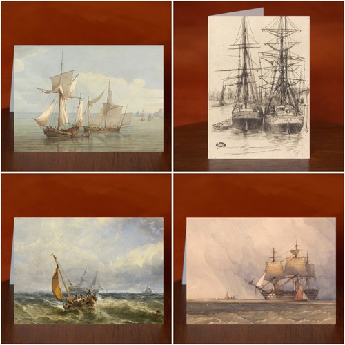 Ships art print greeting cards - print,