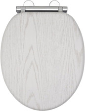 Luxury White Oak Effect Toilet Seat - Soft Close MDF Moulded Wood Seat 