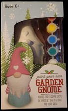 Paint Your Own Garden Gnome Statue 8” Ceramic 6 Paint Colors Kids Craft New 2020