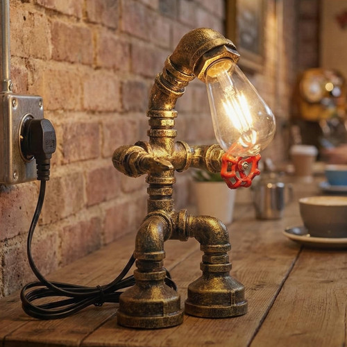 Steampunk robot table - robot, lamp