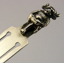 RARE ENGLISH SOLID STERLING SILVER LINCOLN IMP BOOKMARK c1920 ANTIQUE