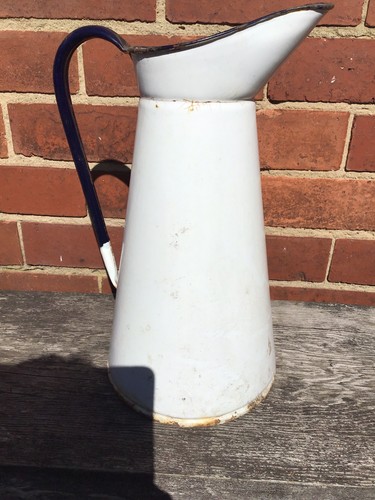 Large vintage white enamel - white,