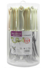 NEW 24 PC STAINLESS STEEL CUTLERY  PLASTIC HANDLE SET WITH REVOLVING STAND 