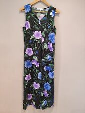 QVC Carole Hochman V-Neck Sleeveless Lounge Maxi Dress Small Black Floral
