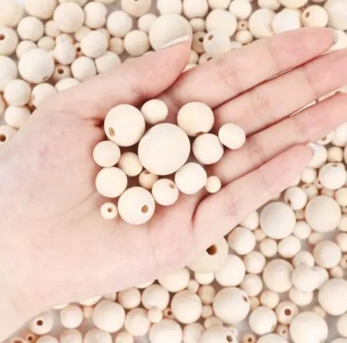 Natural round wooden - round, beads