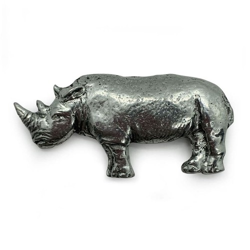 Rhino silver pewter pin - rhino, badge