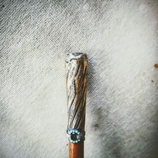antique silver handle horse showing stick whip antique