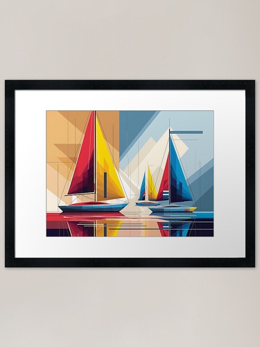 Sailboats abstract print - abstract,