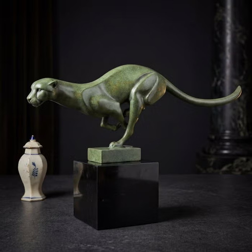 Cougar bronze statue leopard - bronze,