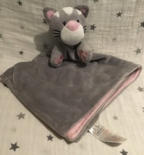 Primark Early Days Cat Grey & Pink Comforter Soft Toy 46cm x 47cm
