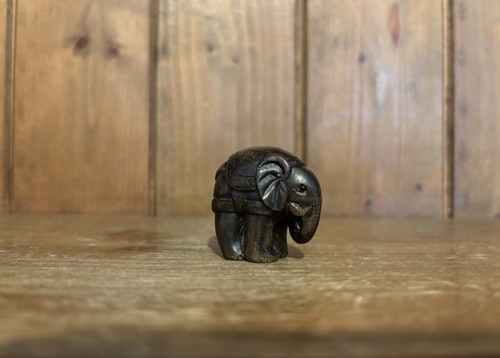 Vintage wooden carved elephant - vintage,
