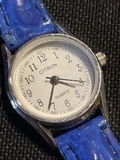 Citron Watch Ladies Classic Quartz Blue Strap Wristwatch Running New Battery