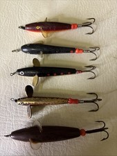 5 Vintage Trout Devon Minnows / Vintage Lures With Wire Traces - Nice Old Ones