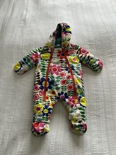 Baby Boden Girls 0-3 Months Green Pink Yellow Blue Floral Pramsuit Snowsuit Warm