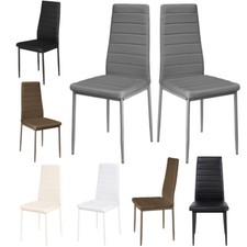 4pcs High Back Faux Leather Chairs Kitchen Living Room Dinning Padded Seat UK