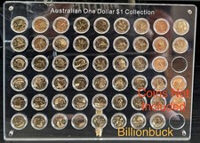 Australian $1 coin collection Display Case Holder Acrylic Magnetic 54 Slots NEW