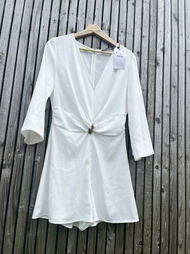 Zara white playsuit dress - white,