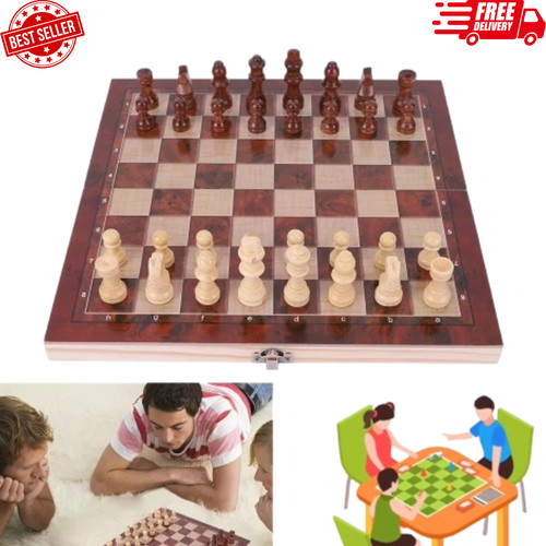 Large chess wooden - chess, folding