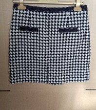 Hobbs Black & Ivory Hounds tooth check wool blend, lined skirt in size 10