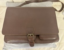 Chocolate Brown Leather Ruitertassen Satchel/Shoulder Bag w/ Gold Hardware VGC