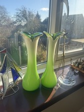 Pair of Green Hand Blown Art