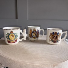 Set Of 3 Commemorative Bone China Queen Elizabeth II 1953 Coronation Mugs