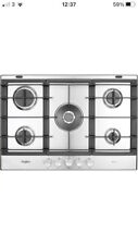 Whirlpool Stainless Steel Gas Hob GMW7552/IXL, 75cm 5 Burner, same as Hotpoint