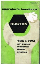 RUSTON YBA YWA DIESEL ENGINE 1965 INSTRUCTION & MAINTENANCE HANDBOOK GB E TEXT