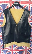 Vtg PVC large mens 1950s/1960s? Black Fake faux Leather Biker Waist Coat Jacket
