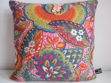Liberty Arts Patricia Floral Brights linen & Turq Velvet Fabric Cushion Cover