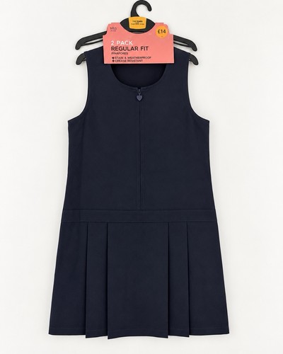 Girls navy school pinafore - m&s,