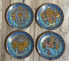 4 x Royal Worcester Legends Of The Nile Nefertiti, Tutankhamen Mask, Tut Hunting