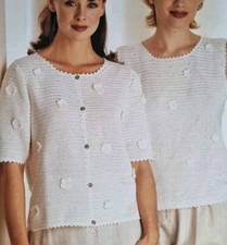 JM1032 Crochet Pattern Twilleys Lyscordet  Top & Short Sleeve Cardigan 32-44"