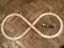 Ikea Wooden Train set figure of 8 with Bridge compatible with Brio Thomas ELC