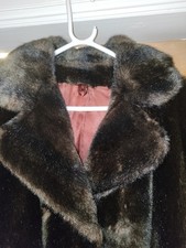 Womens Astraka Tissavel Genuine French Simulation Fur Coat 12/14 Brown Vintage