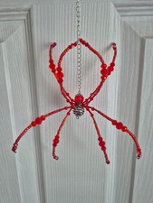 Red Spider Window Decor, Beaded Halloween Decoration, Handmade Sun Catcher